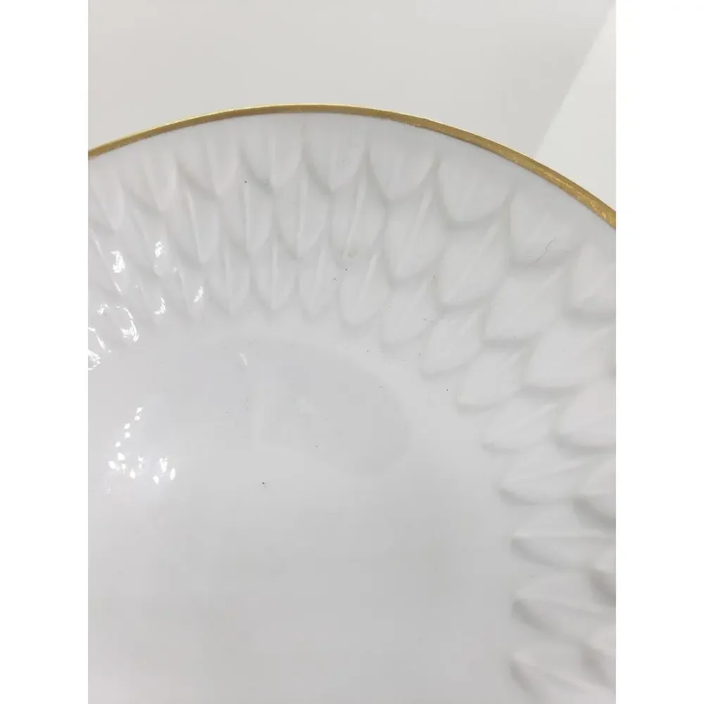 Vintage Limoges France Double Clam Shell Dish Trinket White Porcelain Gold Trim